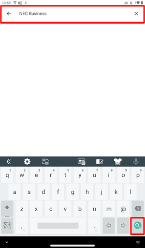 インストールしたいアプリやウィジェットのキーワードを入力して、「検索」をタップします