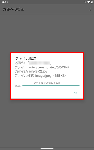 送信できた場合