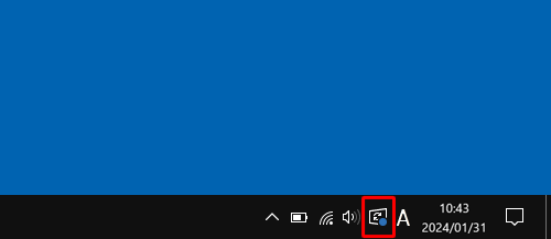 通知領域に表示される「アイコン」（Windows 11へのアップグレードの準備が完了しました。）をクリックします