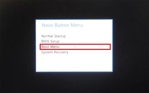 キーボードの矢印キー「↑」「↓」で「Boot Menu」を選択し、「Enter」キーを押します
