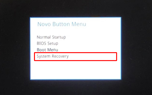キーボードの矢印キー「↓」で「System Recovery」を選択し、「Enter」キーを押します