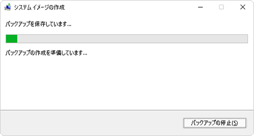 「バックアップを保存しています…」というメッセージが表示されるので、しばらく待ちます