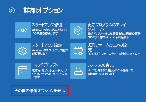 「その他の修復オプションを表示」をクリックします