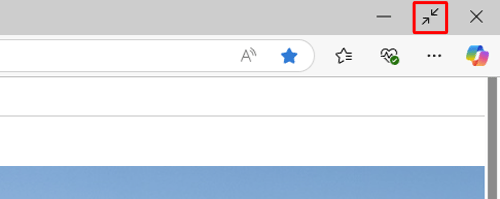 バーが表示されたら、右上の「アイコン」（全画面表示の終了）をクリックします