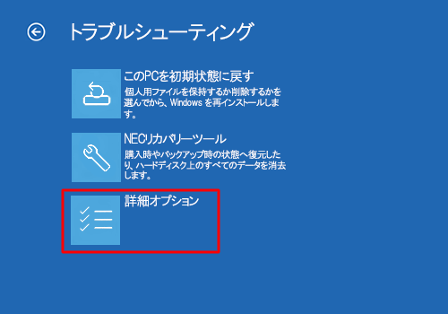 「詳細オプション」をクリックします