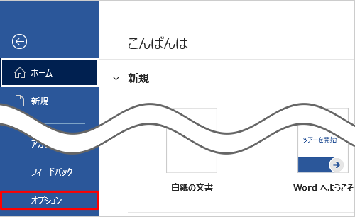 画面左側から「オプション」をクリックします