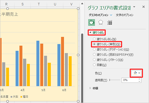 書式設定を任意の内容に変更します