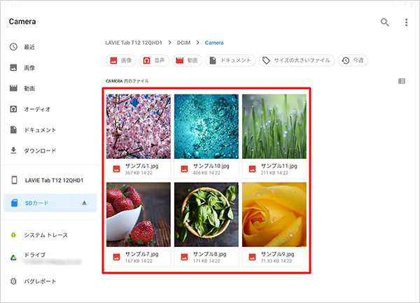 バックアップしたファイルが、すべて保存されていることを確認します