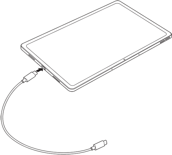 USBケーブルを使用して、タブレットとパソコンを接続します