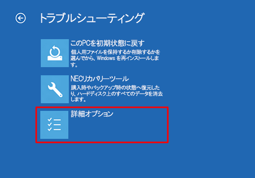 「詳細オプション」をクリックします