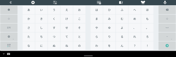 「50音キーボード横書き」配列