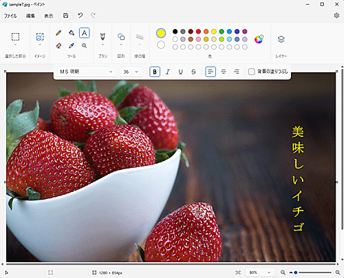 入力した文字が縦書きで表示されたことを確認してください