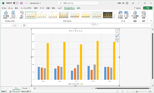 新しいシートが挿入され、グラフが表示されていることを確認してください