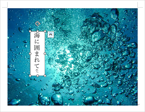画像の中にテキストボックスが作成されたことを確認し、テキストボックス内に任意の文字を入力します