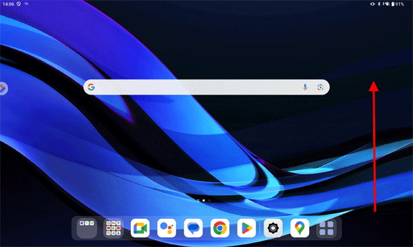 ホーム画面を開き、画面中部から上にスワイプします