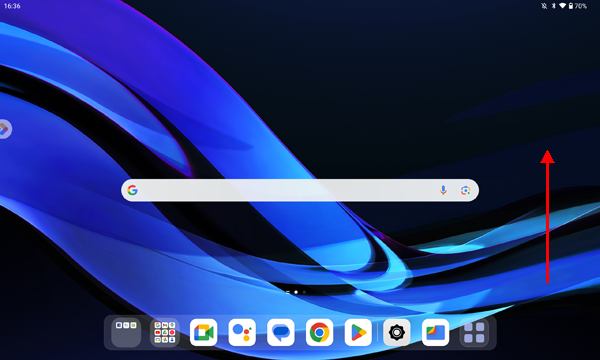 ホーム画面を開き、画面中部から上にスワイプします