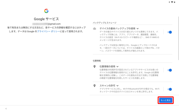 各項目の内容を確認し、「もっと見る」をタップします