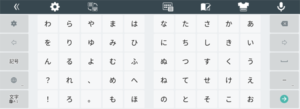 「50音キーボード縦書き（右）」配列
