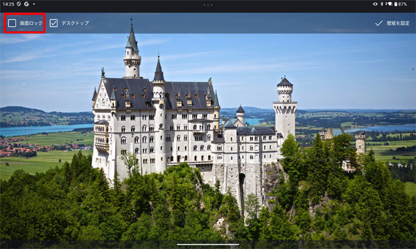 「デスクトップ」のみ設定したい場合は、「画面ロック」のチェックを外します