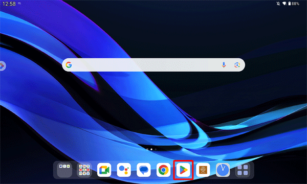 ホーム画面を開き、「アイコン」（Playストア）をタップします
