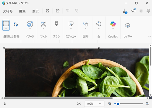 ペイントを起動し、コピー元となる写真や画像のファイルを開きます