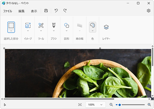 ペイントを起動し、コピー元となる写真や画像のファイルを開きます