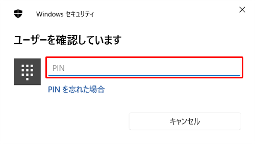入力ボックスにPINを入力します
