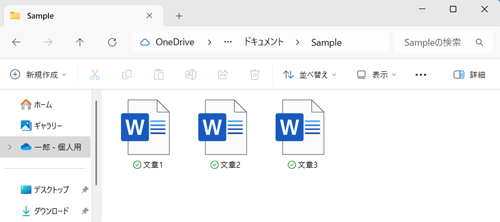 種類が「ドキュメント」のフォルダーを「大アイコン」の表示形式で開いている状態（一例）
