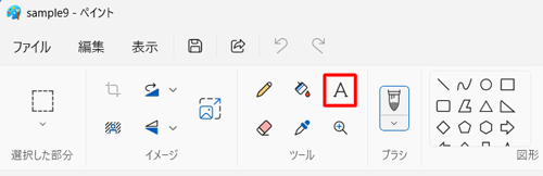 「ツール」グループの「アイコン」（テキスト）をクリックします