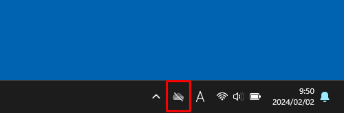 画面右下の通知領域から「アイコン」（OneDrive）をクリックします
