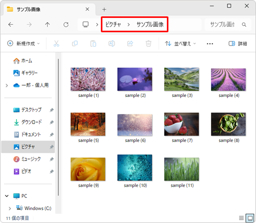 エクスプローラーが表示されたら、移動したいファイルやフォルダーが保存されている場所を表示します