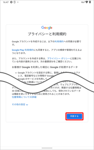 すべての項目を確認したら、「同意する」をタップします
