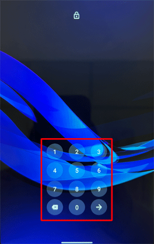解除方法としてPINを設定している場合は、数字の組み合わせを入力してロックを解除します