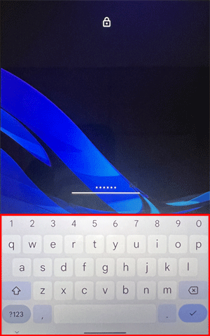 解除方法としてパスワードを設定している場合は、英数字や記号の組み合わせを入力してロックを解除します