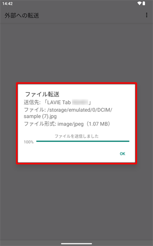 送信できた場合