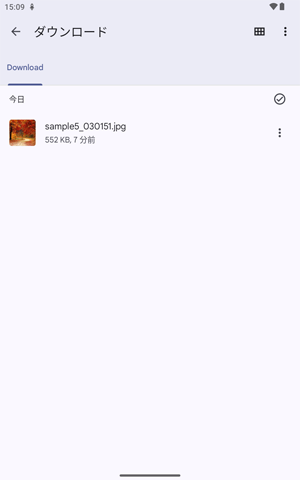 画像を受信した場合は、「フォト」の「デバイス内」の「Download」で確認できます