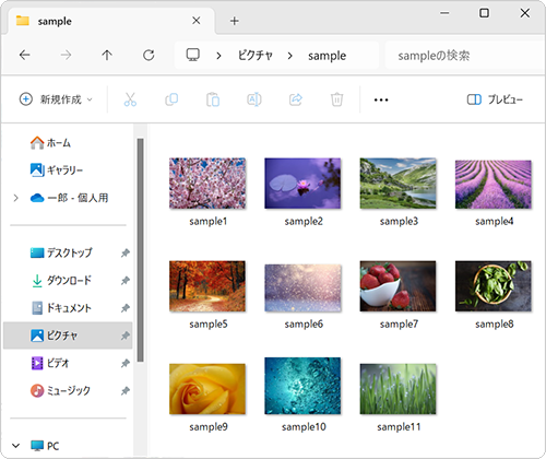 任意のフォルダーを開きます