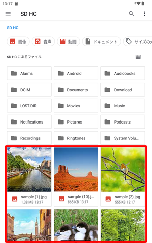 バックアップしたファイルが、すべて保存されていることを確認します