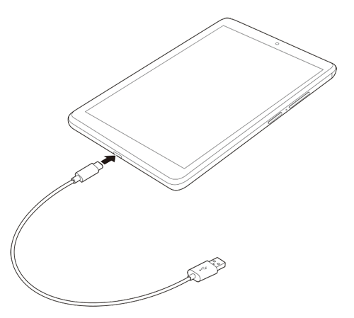 USBケーブルを使用して、タブレットとパソコンを接続します