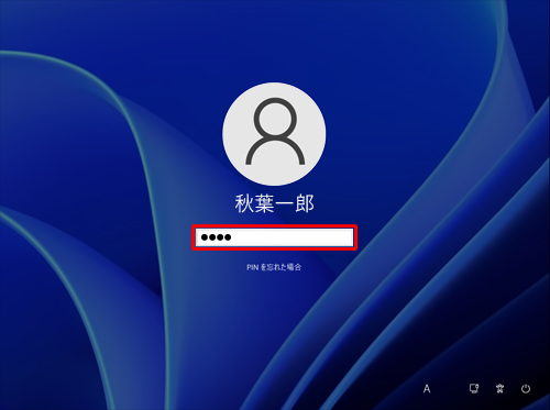 サインイン画面が表示されたら、PINを入力します