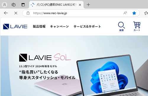 目的のWebページが表示されたことを確認してください