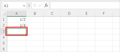セルA3をクリックします