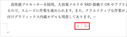 総ページ数入りページ番号の一例