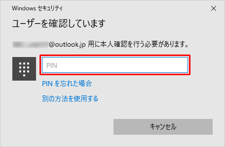 「PIN」ボックスにPINを入力します