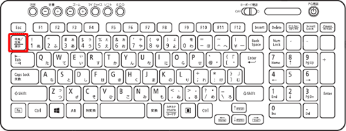 「コマンドプロンプト」が表示された状態で、キーボードの「半角/全角」キーを押します