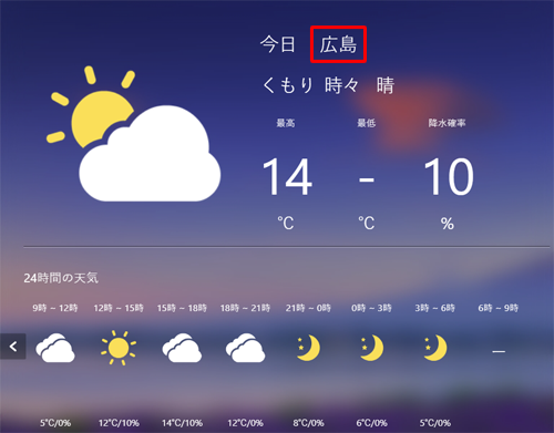 スクリーンセーバーが起動すると、設定した地域の天気が表示されることを確認してください