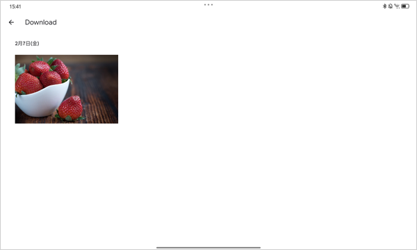 画像を受信した場合は、「フォト」の「デバイス内」の「Download」で確認できます