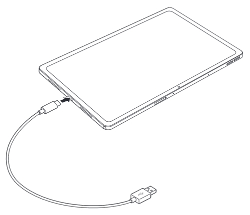 USBケーブルを使用して、タブレットとパソコンを接続します