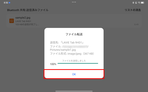 送信できた場合