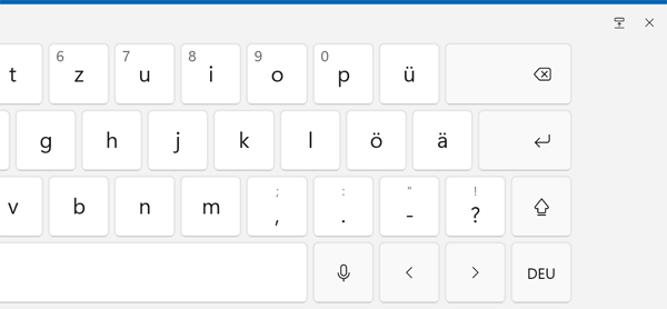 キーボードの言語が変更されたことを確認します